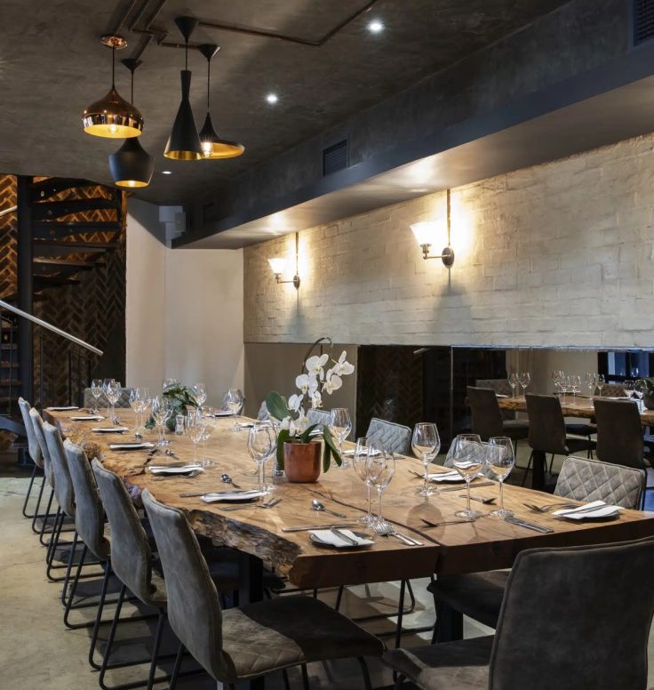 A long table set for private dining at Textures